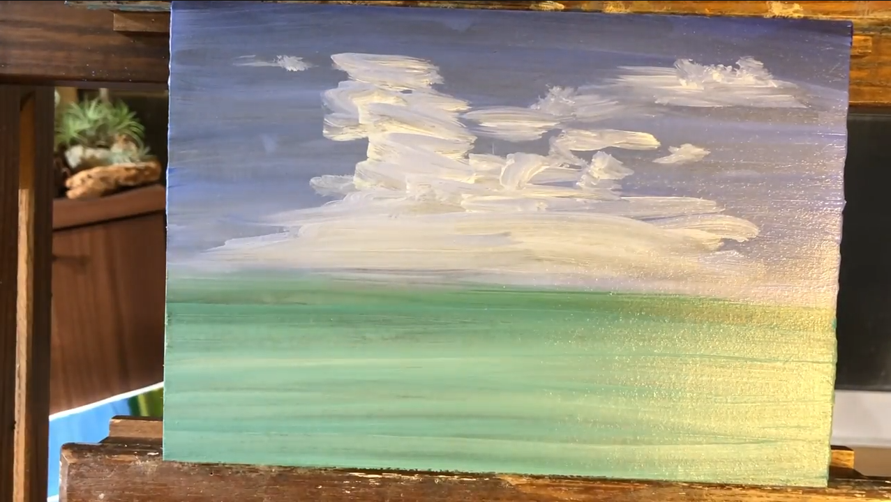 メーカー公式ショップ】 油絵絵画『紫雲』風景画空雲海丸型キャンバス